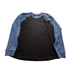 American Giant French Rib Raglan Colorblock Sweater Shirt Mens XL Black & Blue